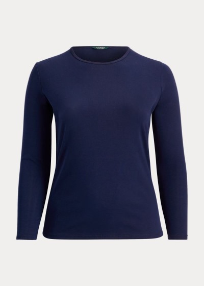 Playeras Ralph Lauren Mujer Azul Marino - Stretch Long-Sleeve - UDRGF9531